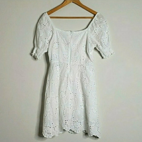 7 for All Mankind | White Eyelet Mini Dress size Medium - Picture 3 of 7